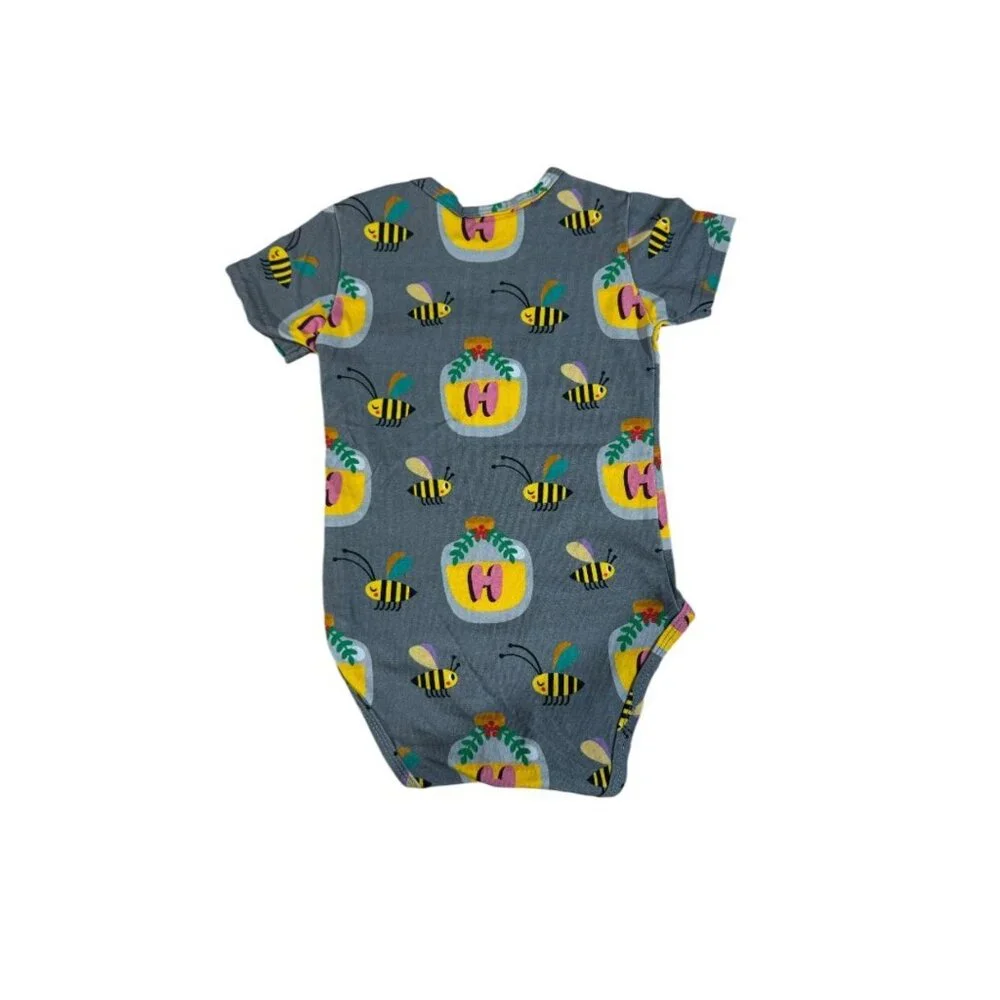 Raspberry Republic Hi Honey Organic Short Sleeve Baby Body Suit Size 6-9 Months
